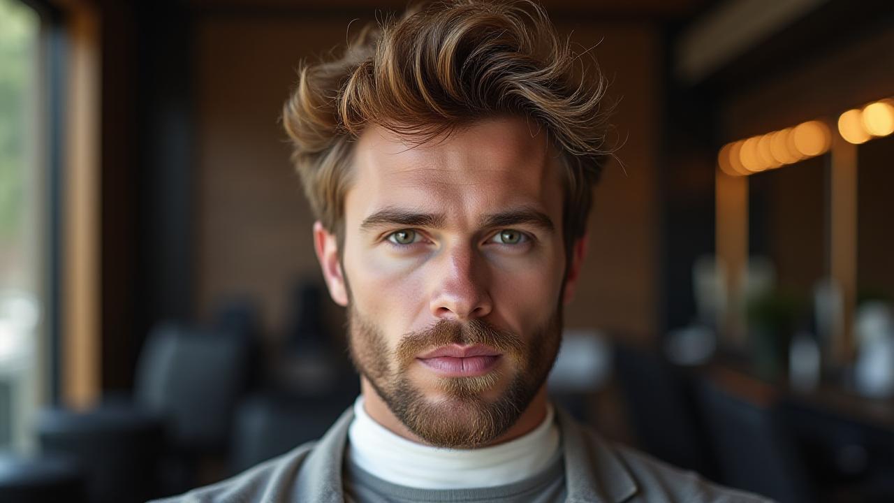 Modèle homme avec une coiffure texturée mate tendance 2026
